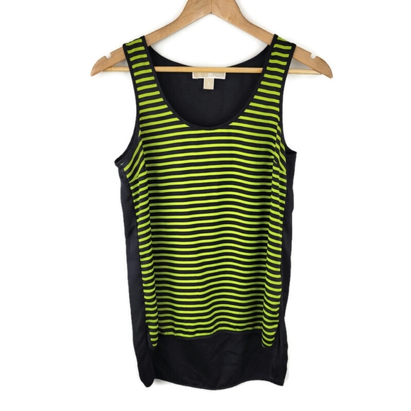 MICHAEL KORS Green and Black Stripe Blouse - Picture 1 of 7